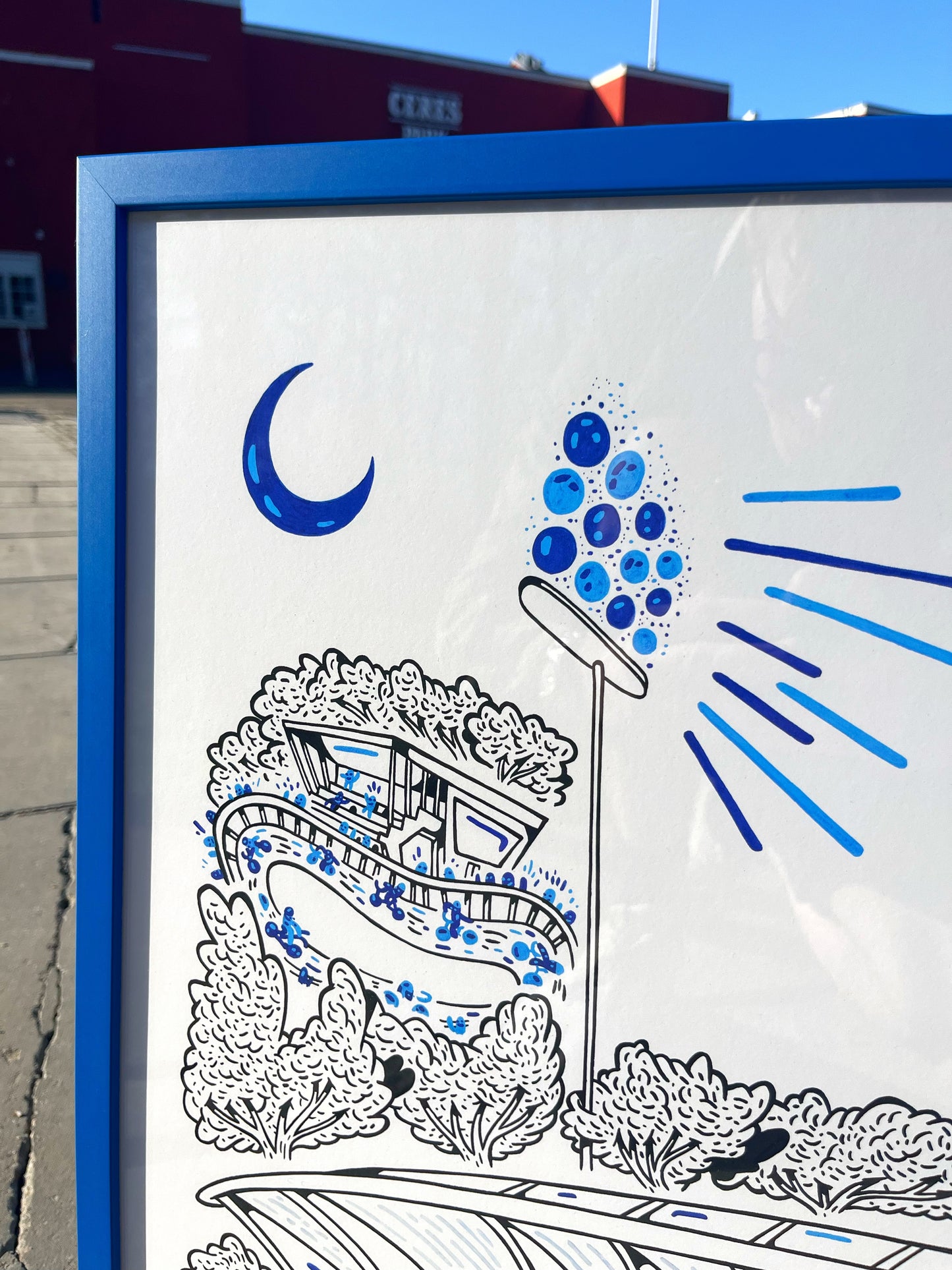 Indrammet i AGF blå - Aarhus Stadion - 50x70 cm 💙